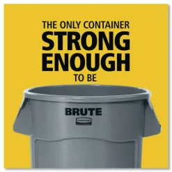Rubbermaid Commercial Vented Round Brute Container, 32 gal, Plastic, Yellow