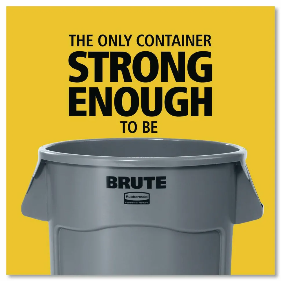 Rubbermaid Commercial Vented Round Brute Container, 32 gal, Plastic, Yellow