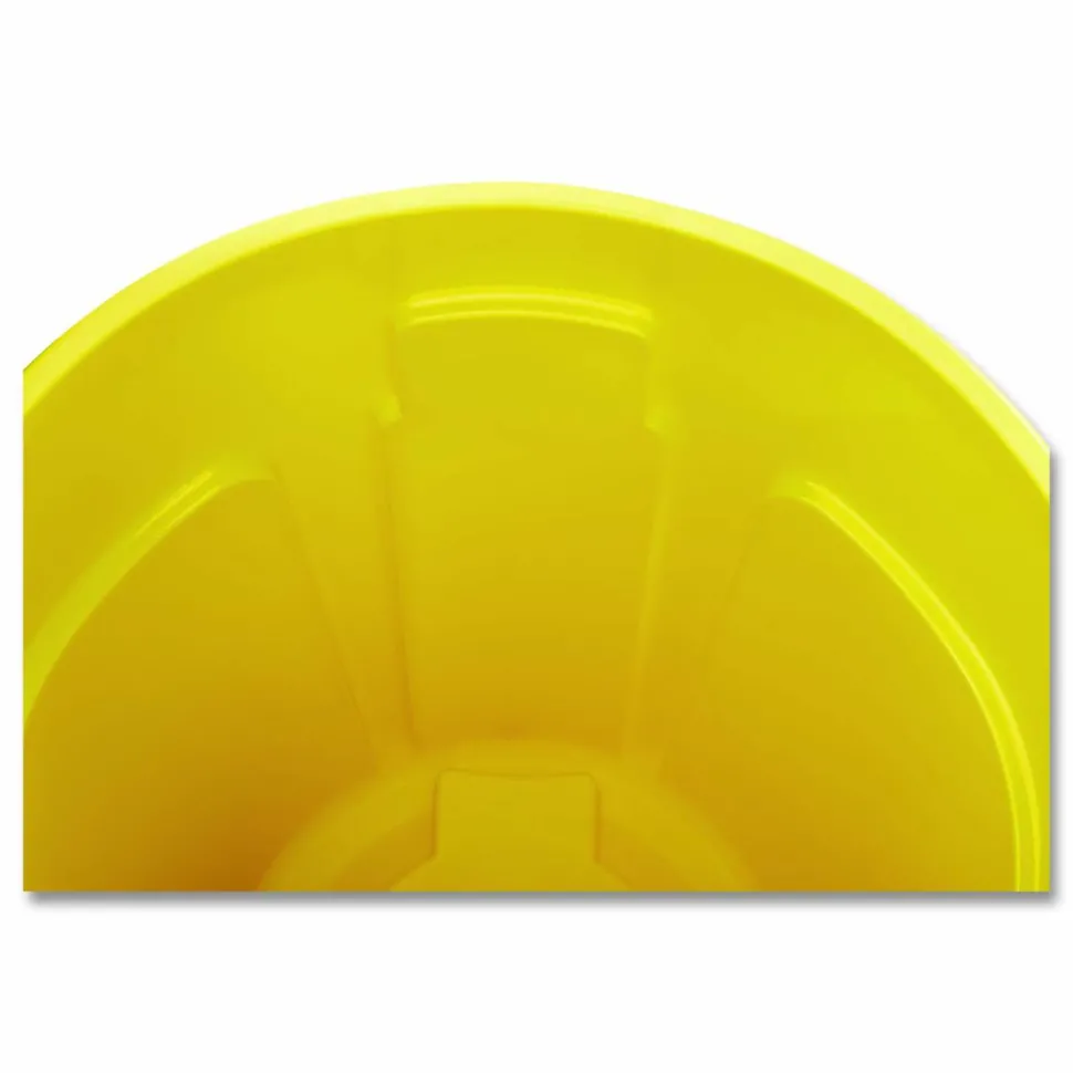 Rubbermaid Commercial Vented Round Brute Container, 32 gal, Plastic, Yellow