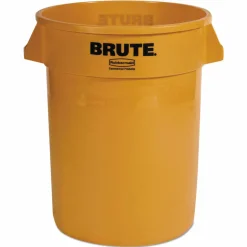 Rubbermaid Commercial Vented Round Brute Container, 32 gal, Plastic, Yellow