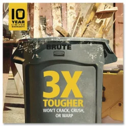Rubbermaid Commercial Vented Round Brute Container, 32 gal, Plastic, Yellow