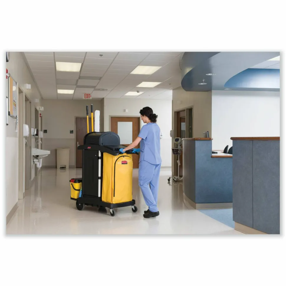 Rubbermaid Commercial Vinyl Cleaning Cart Bag for Rubbermaid Commercial 9T76, 9T77 and 9T78, 34 gal, 17.5" x 10.5" x 33", Yellow