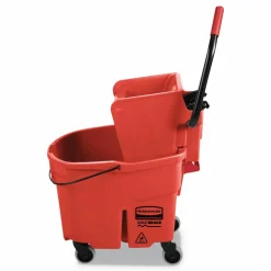 Rubbermaid Commercial WaveBrake 2.0 Bucket/Wringer Combos, Side-Press, 35 qt, Plastic, Red