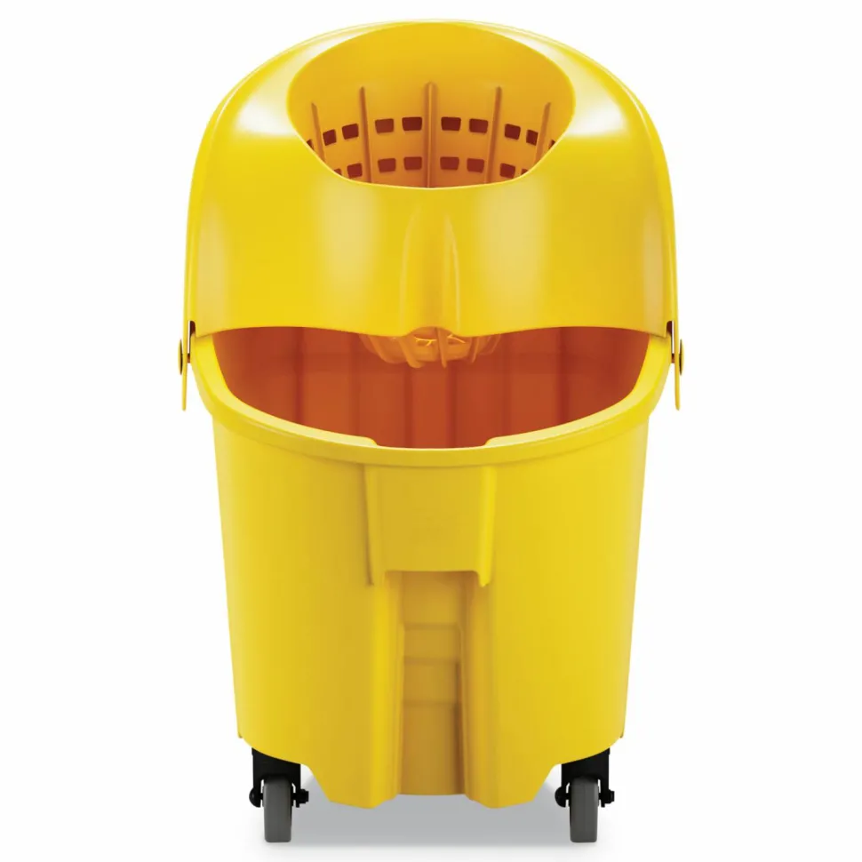 Rubbermaid Commercial WaveBrake Institution Bucket and Wringer Combos, Down-Press, 35 qt, Yellow