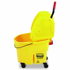 Rubbermaid Commercial WaveBrake 2.0 Bucket/Wringer Combos, Down-Press, 35 qt, Plastic, Yellow