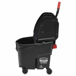 Rubbermaid Commercial WaveBrake 2.0 Bucket/Wringer Combos, Down-Press, 35 qt, Plastic, Black