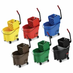 Rubbermaid Commercial WaveBrake 2.0 Bucket/Wringer Combos, Side-Press, 44 qt, Plastic, Yellow