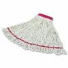 Rubbermaid Commercial Web Foot Shrinkless Looped-End Wet Mop Head, Cotton/Synthetic, Large, White, 1" White Headband