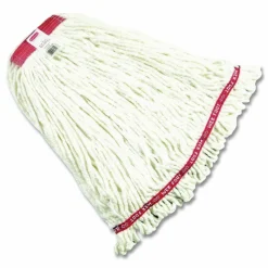 Rubbermaid Commercial Web Foot Shrinkless Looped-End Wet Mop Head, Cotton/Synthetic, Large, White, 1