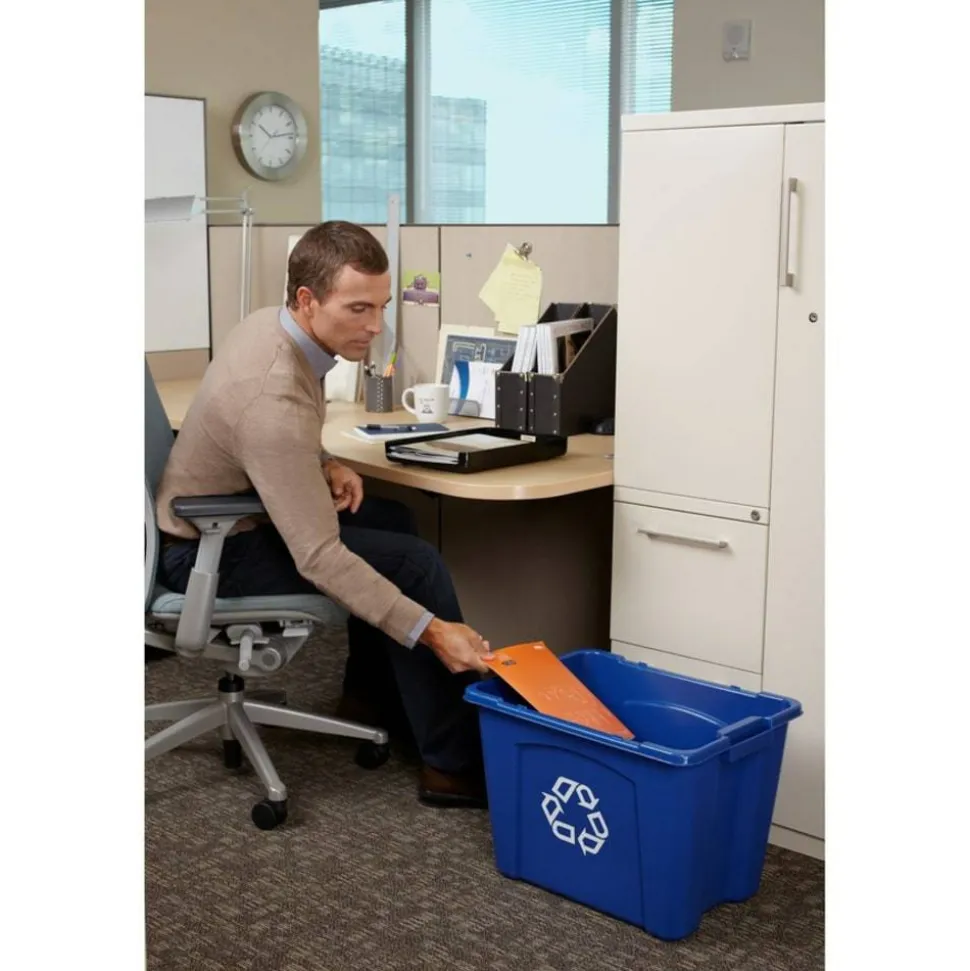 Rubbermaid Computer Paper Collection "We Recycle" Container, 14 Gallons, 13 1/2"H x 20"W x 15"D, Blue