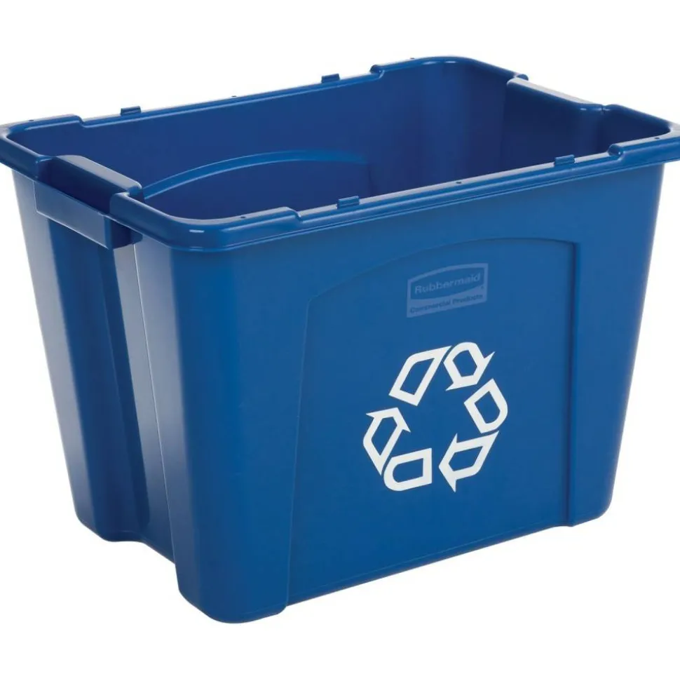 Rubbermaid Computer Paper Collection "We Recycle" Container, 14 Gallons, 13 1/2"H x 20"W x 15"D, Blue