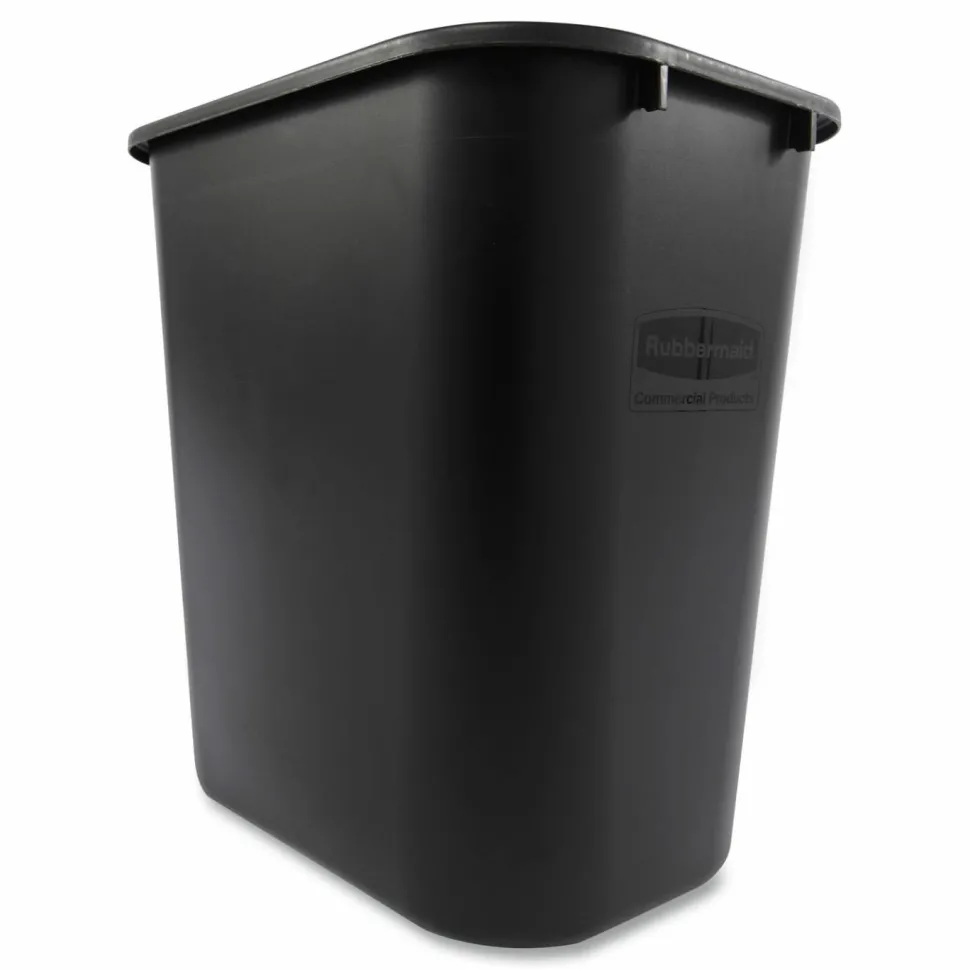 Rubbermaid Durable Polyethylene Wastebasket, 7 Gallons, Black