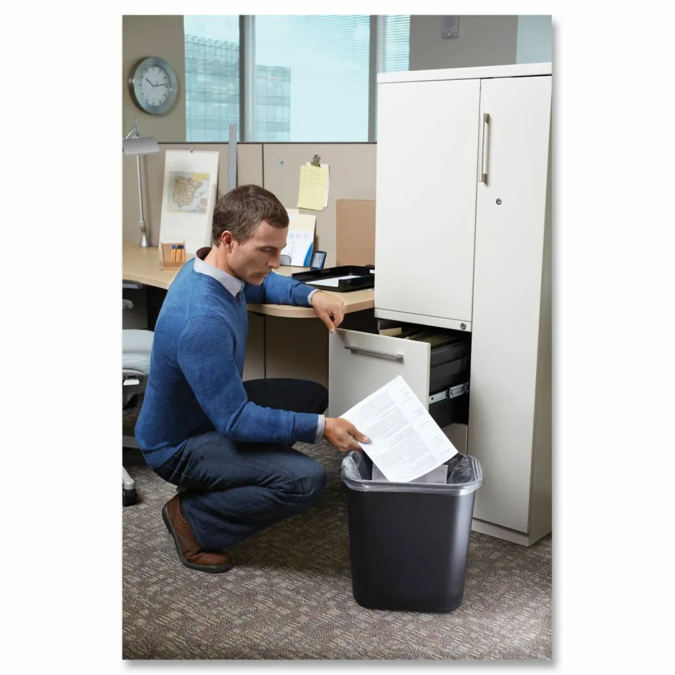 Rubbermaid Durable Polyethylene Wastebasket, 7 Gallons, Black