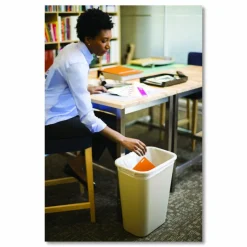 Rubbermaid Durable Polyethylene Wastebasket, 10 1/4 Gallons (38.8L), Beige