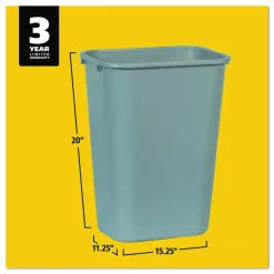 Rubbermaid Durable Polyethylene Wastebasket, 10 1/4 Gallons (38.8L), Gray