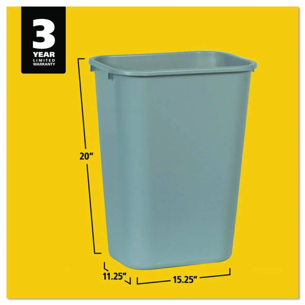 Rubbermaid Durable Polyethylene Wastebasket, 10 1/4 Gallons (38.8L), Gray
