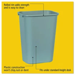 Rubbermaid Durable Polyethylene Wastebasket, 10 1/4 Gallons (38.8L), Gray
