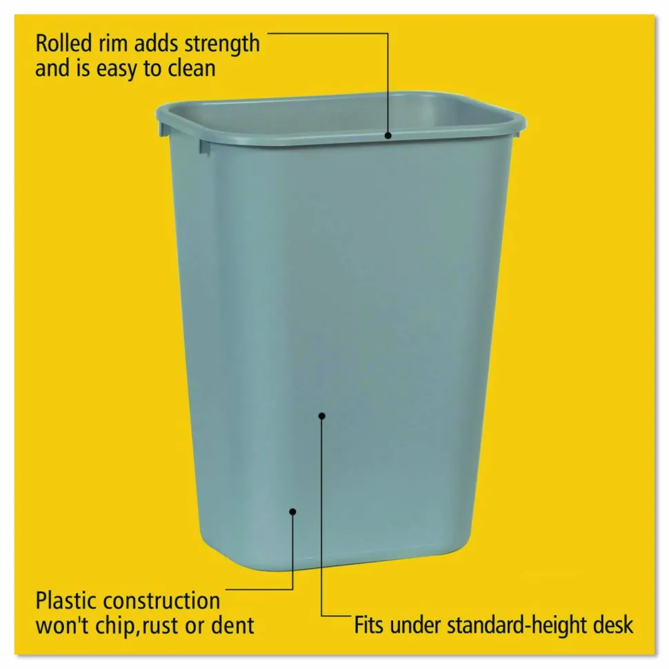 Rubbermaid Durable Polyethylene Wastebasket, 10 1/4 Gallons (38.8L), Gray
