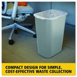 Rubbermaid Durable Polyethylene Wastebasket, 10 1/4 Gallons (38.8L), Gray