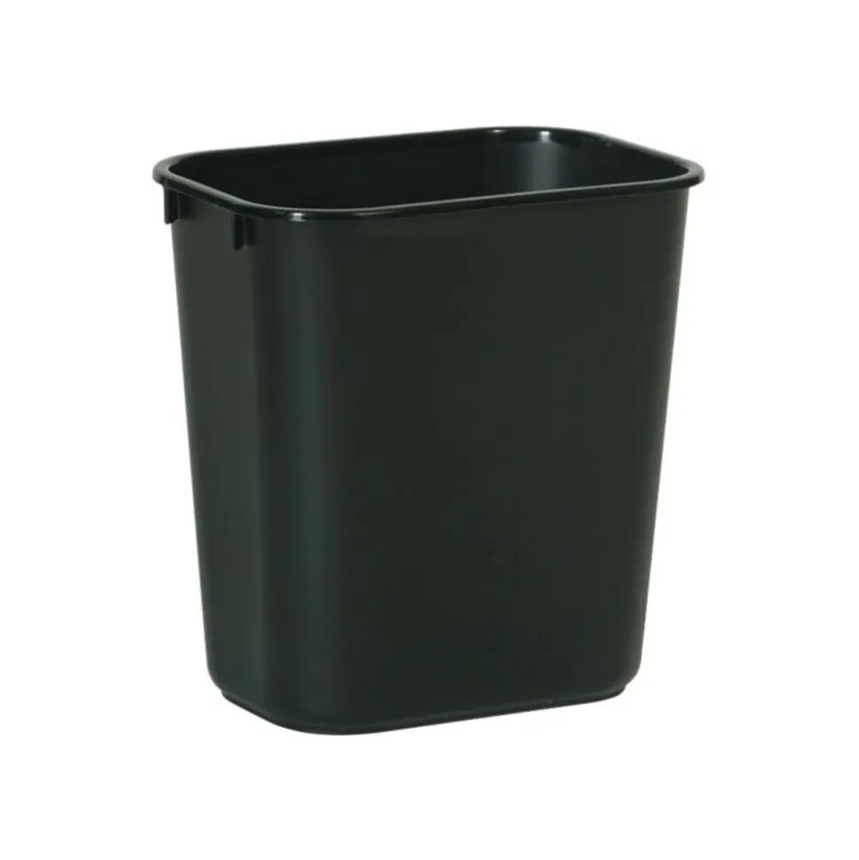 Rubbermaid Durable Rectangular Plastic Wastebasket, 3.25 Gallons, 12"H x 11-1/2"W x 8"D, Black