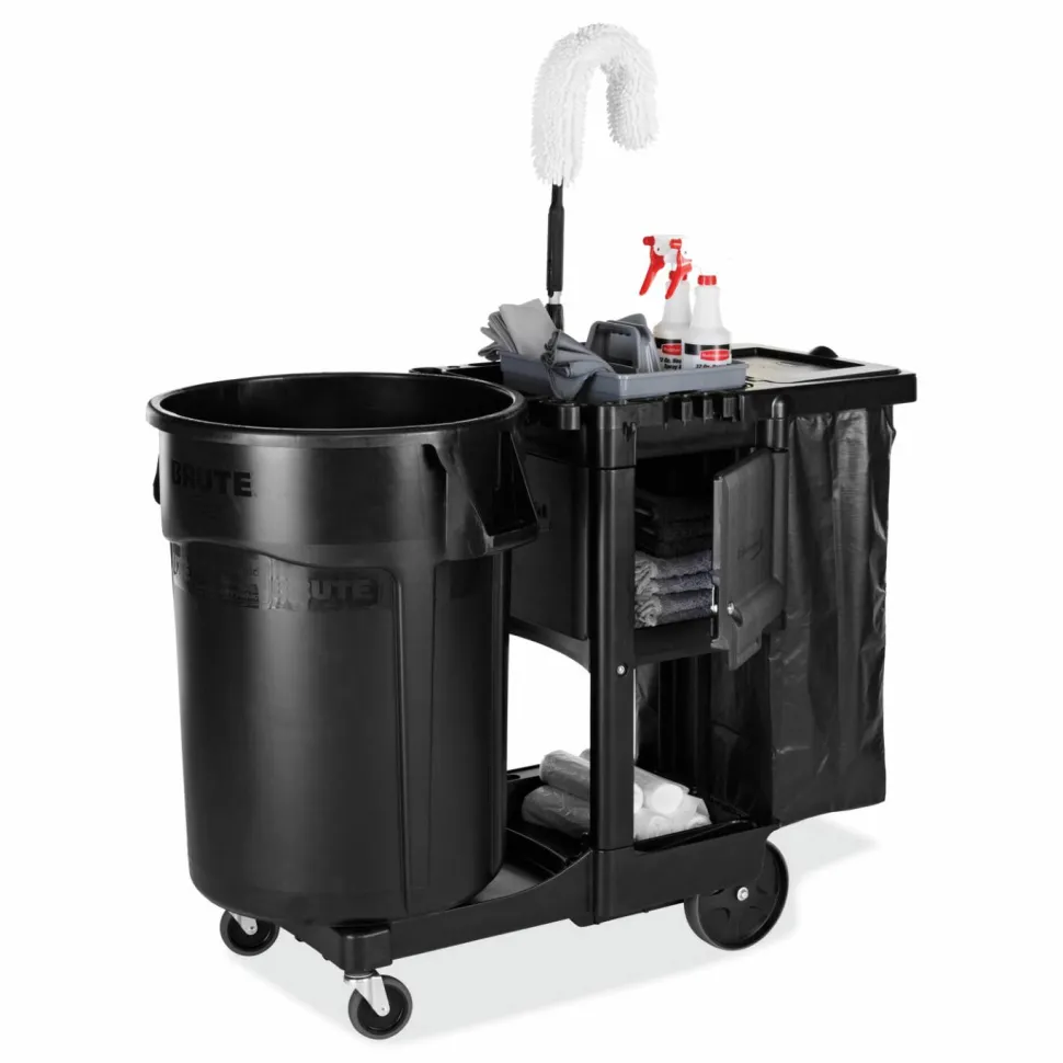 Rubbermaid Executive Janitorial Cart, 22 1/2" x 11 3/4" x 34 1/2", Black