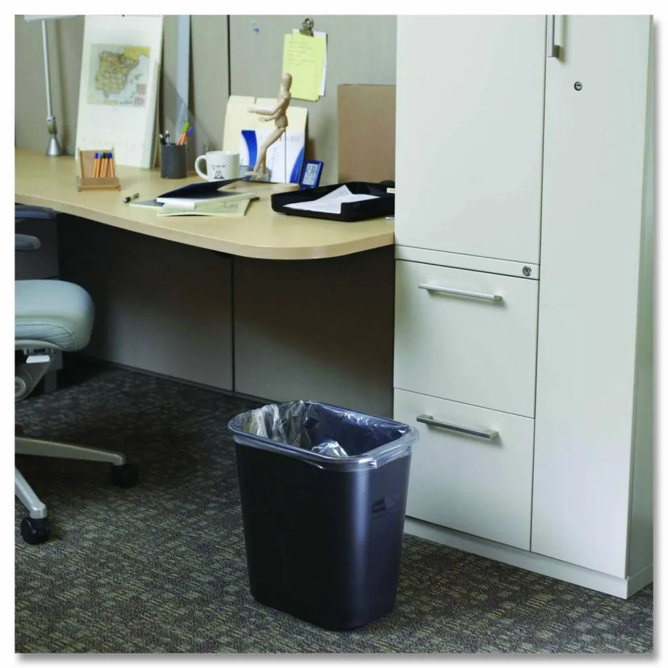 Rubbermaid Fire-Resistant Wastebasket, 7 Gallons, 15 1/2" x 14 1/2", Black