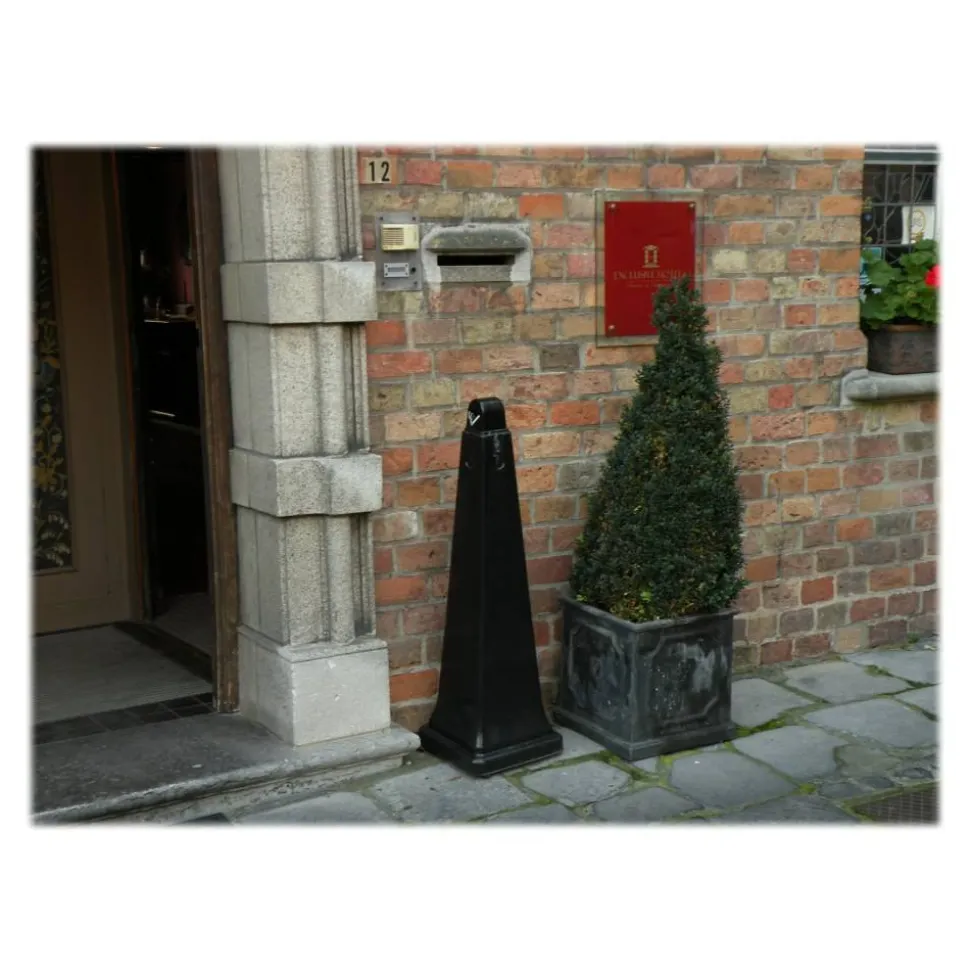 Rubbermaid GroundsKeeper Pyramid-Shaped Plastic/Steel Cigarette Waste Collector, 1 Gallon, 39 3/4" x 12 1/4" x 12 1/4", Black
