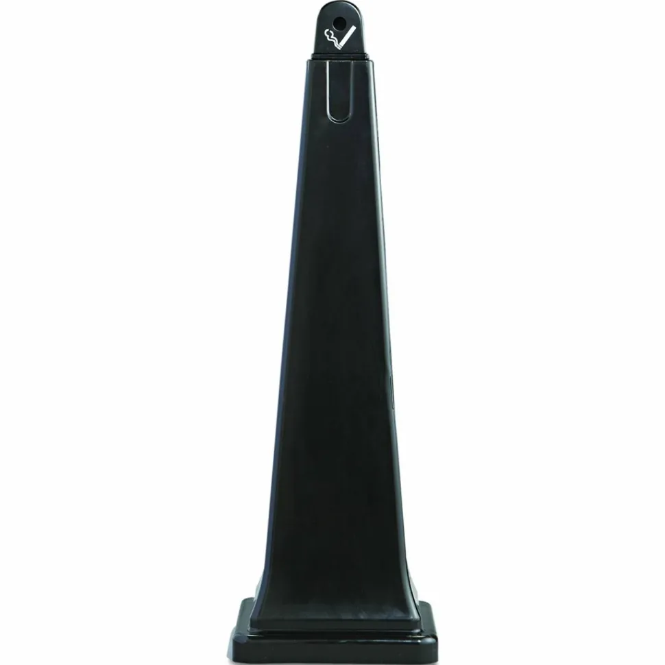 Rubbermaid GroundsKeeper Pyramid-Shaped Plastic/Steel Cigarette Waste Collector, 1 Gallon, 39 3/4" x 12 1/4" x 12 1/4", Black
