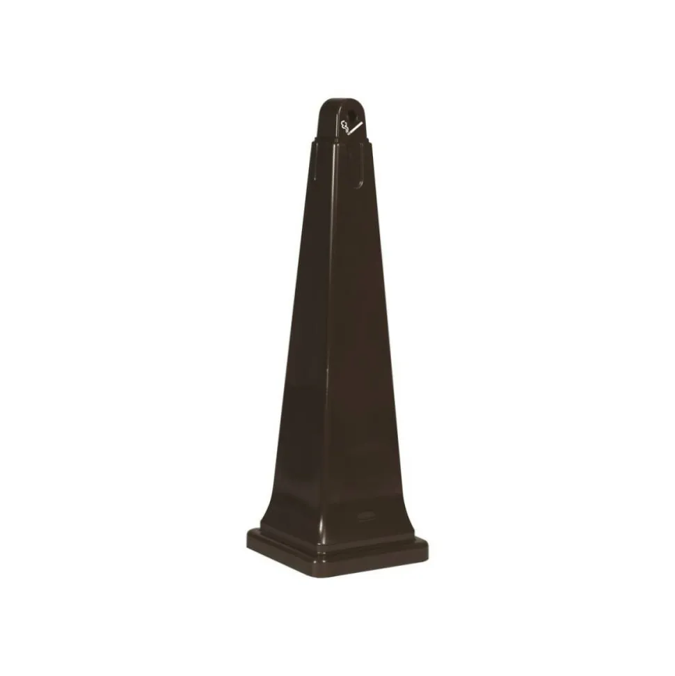 Rubbermaid GroundsKeeper Pyramid-Shaped Plastic/Steel Cigarette Waste Collector, 1 Gallon, 39 3/4" x 12 1/4" x 12 1/4", Black