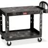 Rubbermaid 4525 HD 2-Shelf Utility Cart Flat Shelf (Med) - 2 Shelf - Push Handle Handle - 500 lb Capacity - FG452500BLA