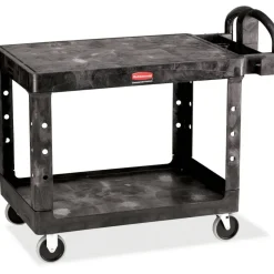 Rubbermaid 4525 HD 2-Shelf Utility Cart Flat Shelf (Med) - 2 Shelf - Push Handle Handle - 500 lb Capacity - FG452500BLA