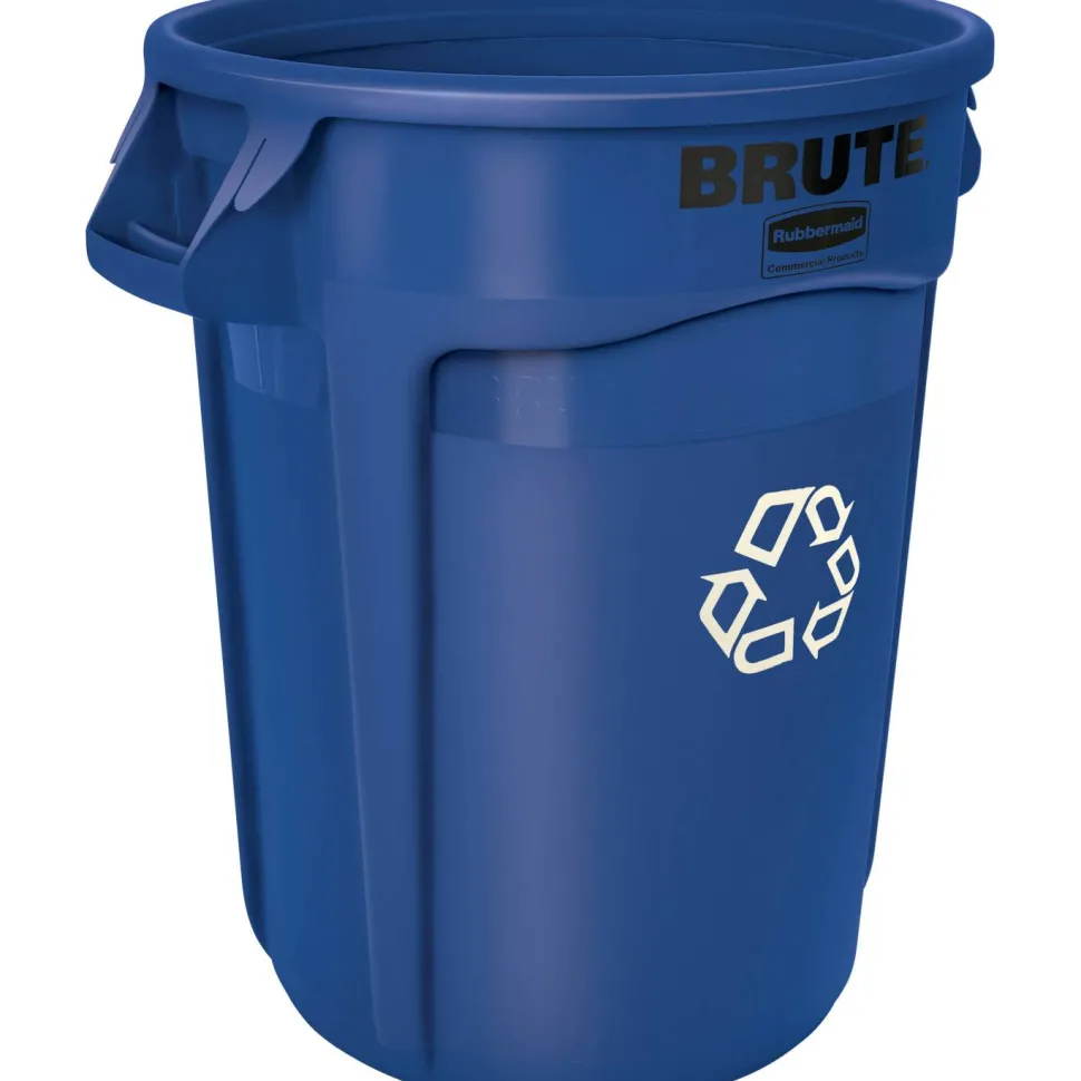 Rubbermaid Heavy-Duty Recycling Container, 32 Gallons, 27" x 22" x 22", Blue