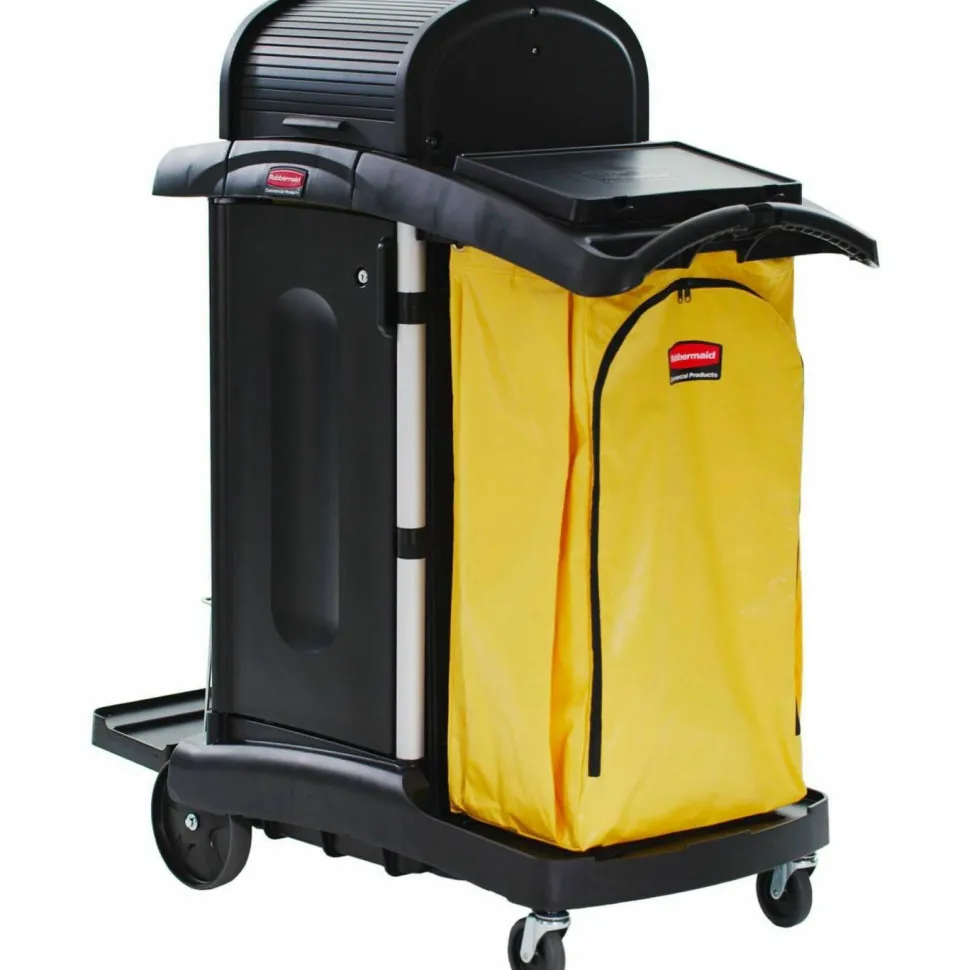 Rubbermaid High-Security Healthcare Cleaning Cart, 53 1/2"H x 22"W x 48 1/4"D, Black