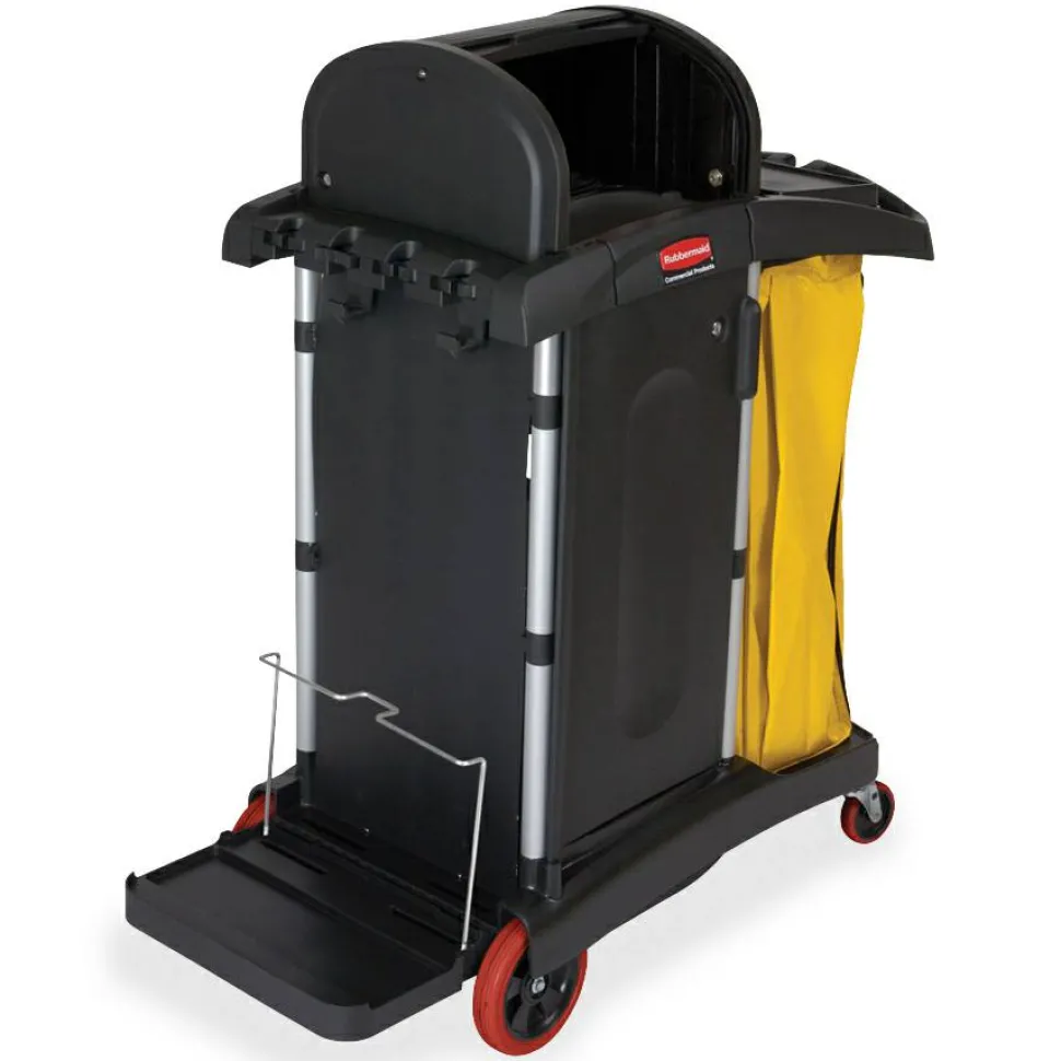 Rubbermaid High-Security Healthcare Cleaning Cart, 53 1/2"H x 22"W x 48 1/4"D, Black