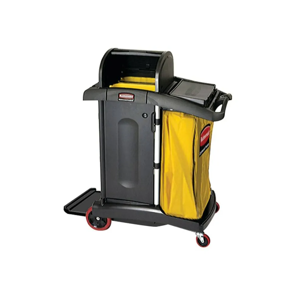 Rubbermaid High-Security Healthcare Cleaning Cart, 53 1/2"H x 22"W x 48 1/4"D, Black