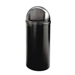 Rubbermaid Marshal Round Polyethylene Classic Waste Container, 25 Gallons, 42"H x 18"W x 18"D, Black