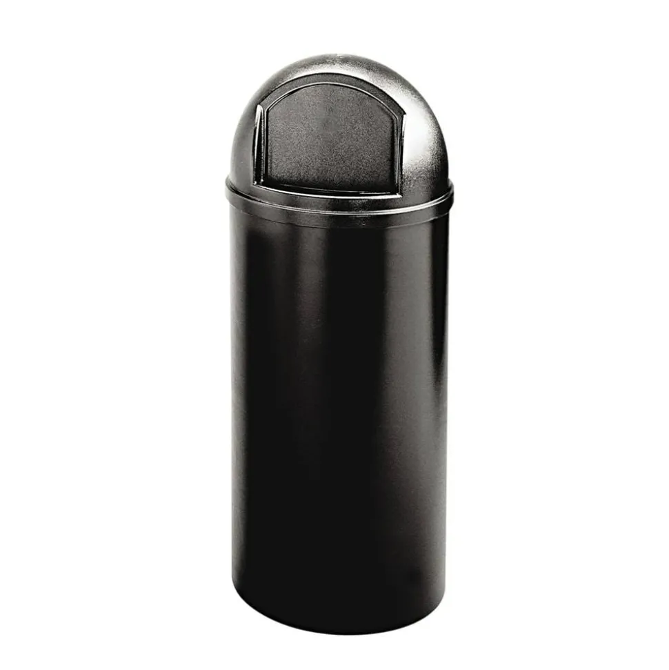Rubbermaid Marshal Round Polyethylene Classic Waste Container, 25 Gallons, 42"H x 18"W x 18"D, Black