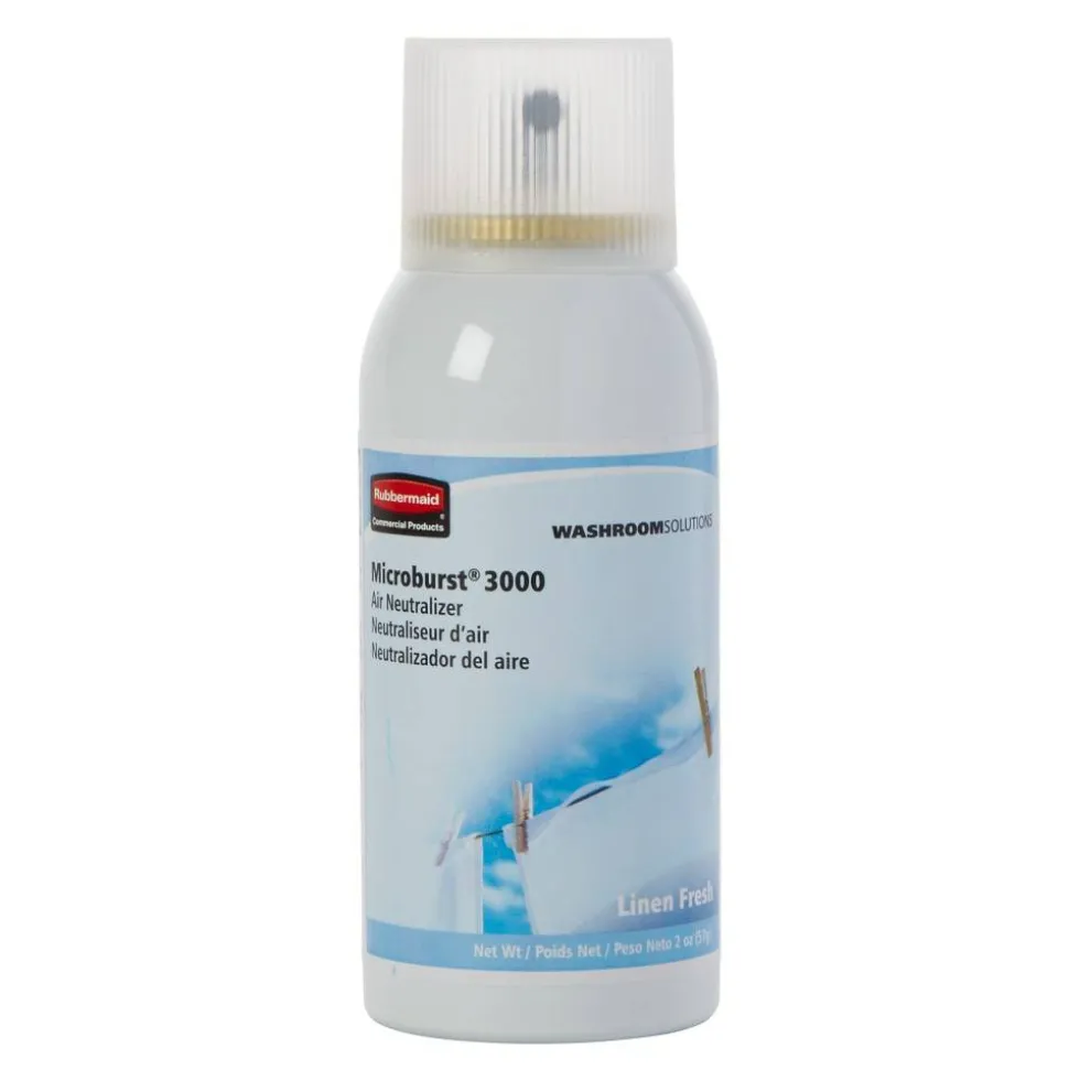 Rubbermaid Microburst 3000 Air Freshener Refills, Linen Fresh, 2 Oz, Case Of 12