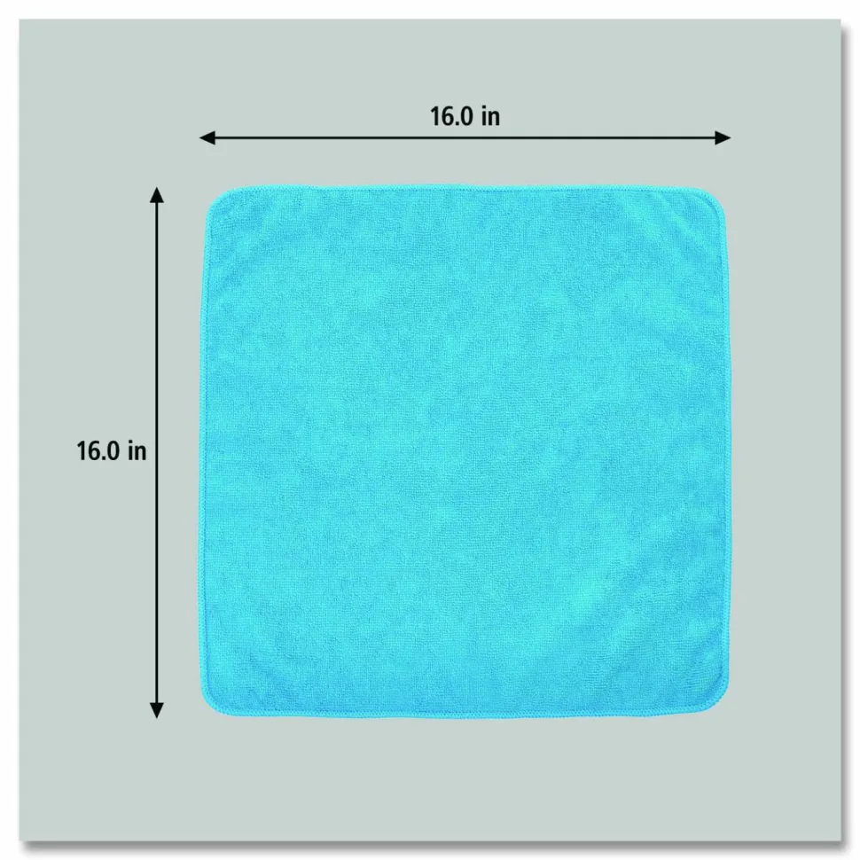 Rubbermaid Microfiber Cleaning Cloths, 16" x 16", Blue, Pack Of 24