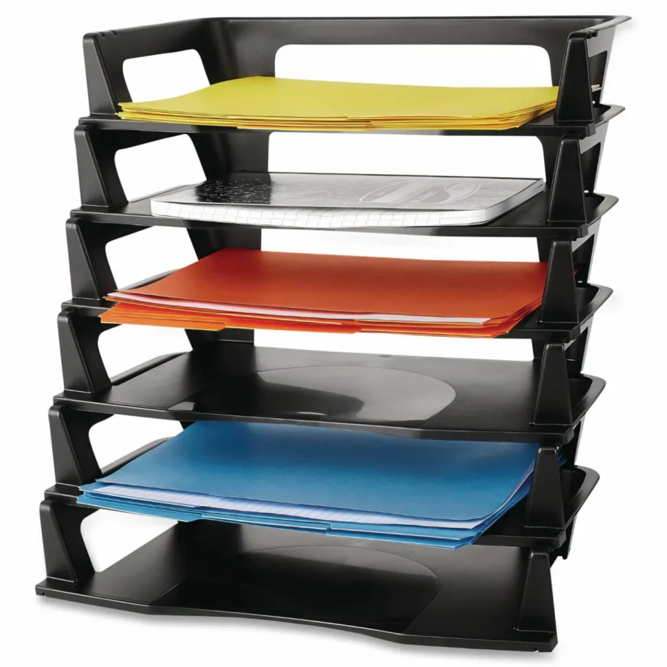 Rubbermaid Regeneration Letter Tray, 2 3/4"H x 9"W x 15 1/4"D, Black, 1 Pack Of 6 Trays