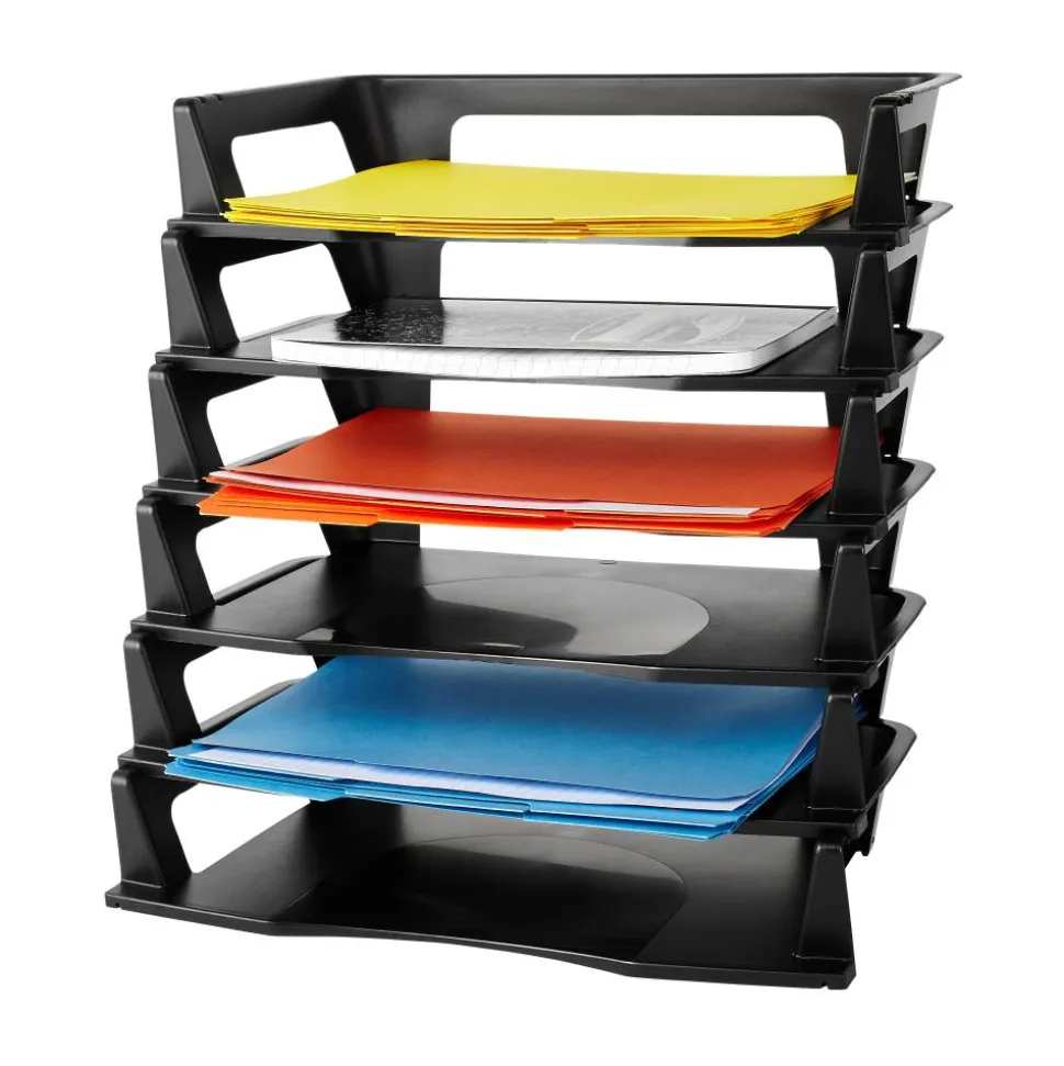 Rubbermaid Regeneration Letter Tray, 2 3/4"H x 9"W x 15 1/4"D, Black, 1 Pack Of 6 Trays