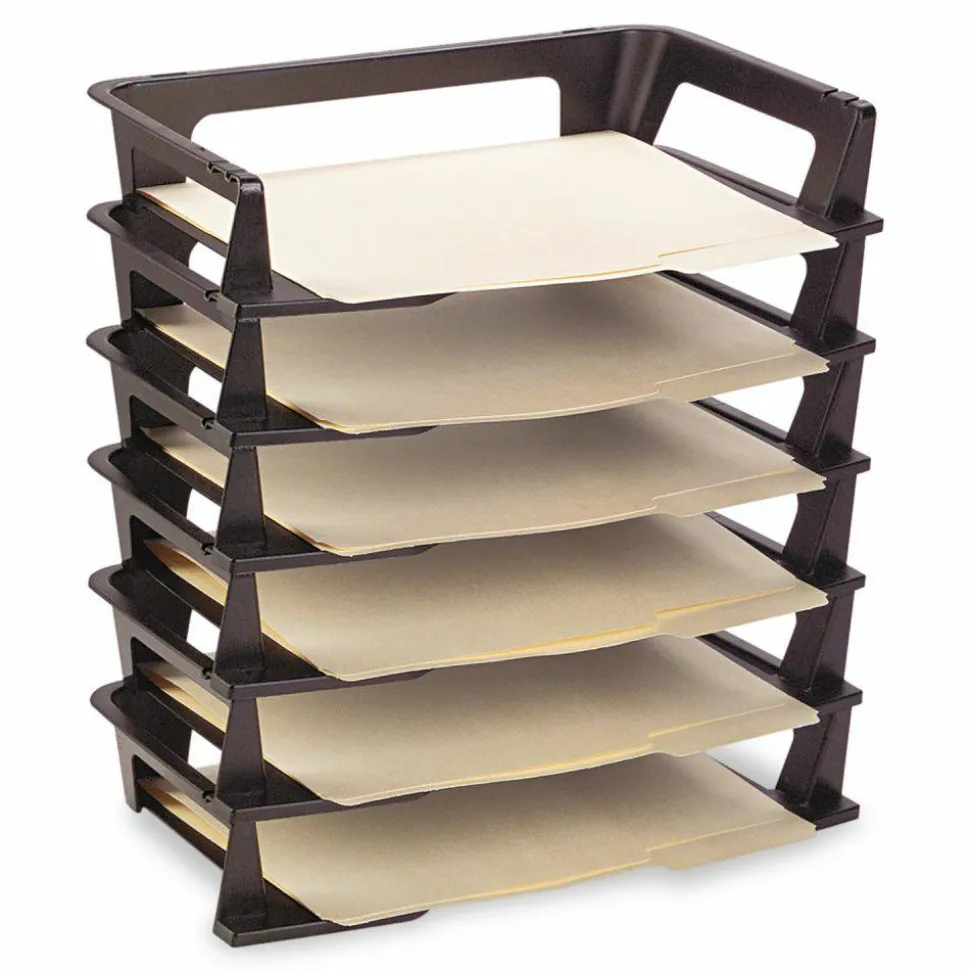 Rubbermaid Regeneration Letter Tray, 2 3/4"H x 9"W x 15 1/4"D, Black, 1 Pack Of 6 Trays