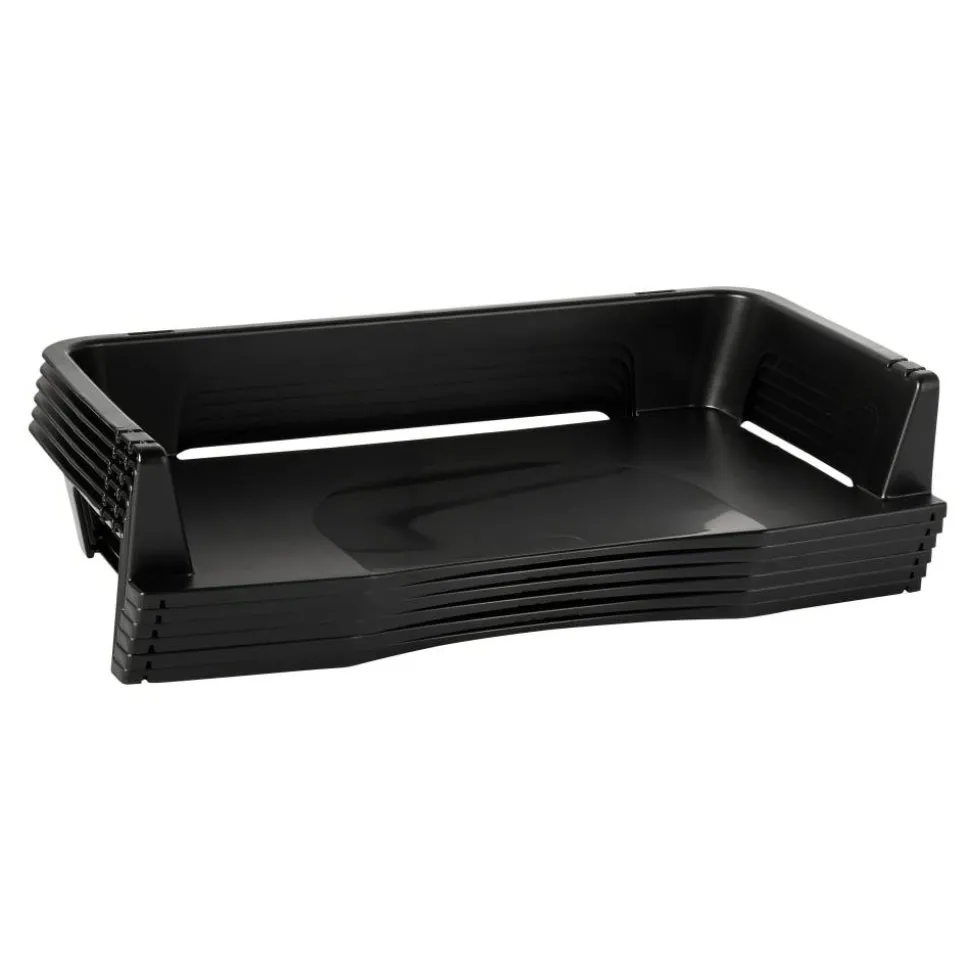 Rubbermaid Regeneration Letter Tray, 2 3/4"H x 9"W x 15 1/4"D, Black, 1 Pack Of 6 Trays