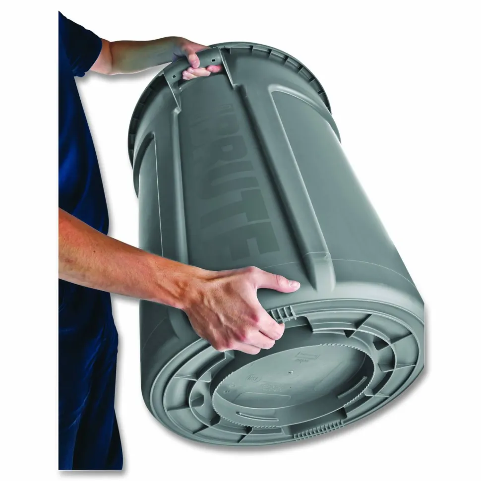 Rubbermaid Round Brute Container, 32 Gallons, Gray