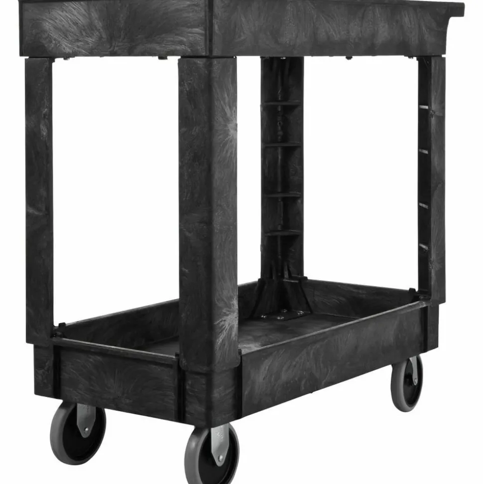Rubbermaid 2-Shelf Service/Utility Cart, 31 1/4"H x 16"W x 34"D, Black