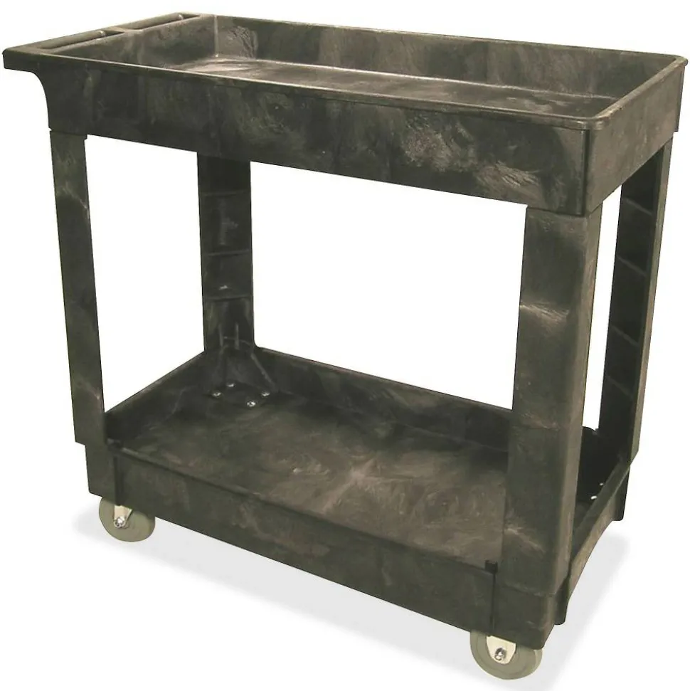 Rubbermaid 2-Shelf Service/Utility Cart, 31 1/4"H x 16"W x 34"D, Black
