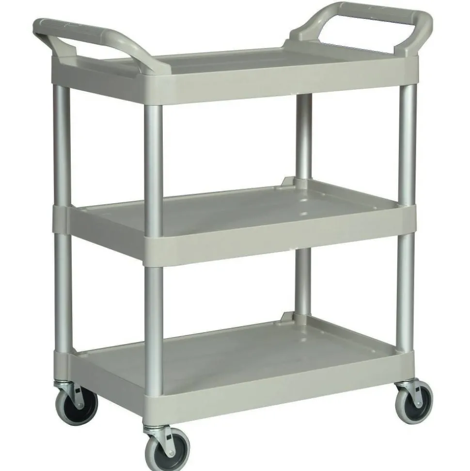 Rubbermaid 3-Shelf Utility Cart, 37 3/4"H x 33 5/8"W x 18 5/8"D, Platinum