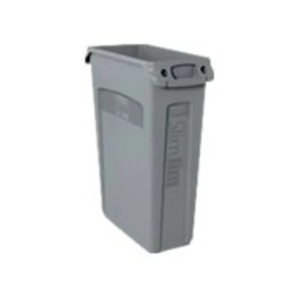 Rubbermaid Slim Jim Commercial Rectangular Plastic Waste Receptacle, 23 Gallons, 30"H x 22"W x 11"D, Black