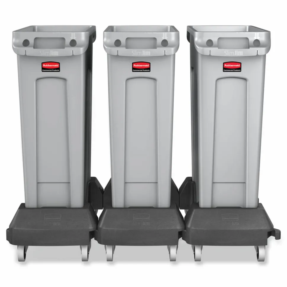Rubbermaid Slim Jim Rectangular Plastic Waste Containers With Vent Channels, 23 Gallons, 30"H x 11"W x 22"D, Gray