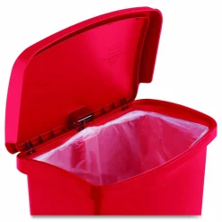 Rubbermaid Slim Jim Rectangular Plastic Wastebasket, Step-On,18 Gallons, Red